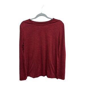 Athletic Red Heathered Long Sleeve Workout Top Size Large Gym Athleisure Casual